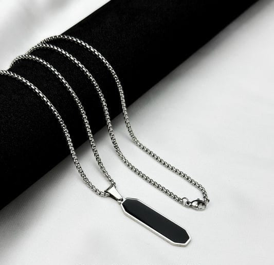 Black Enamel Vertical Bar Pendant