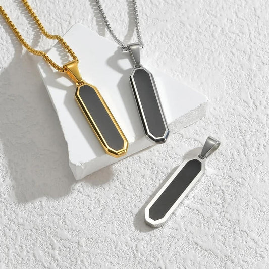 Black Enamel Vertical Bar Pendant