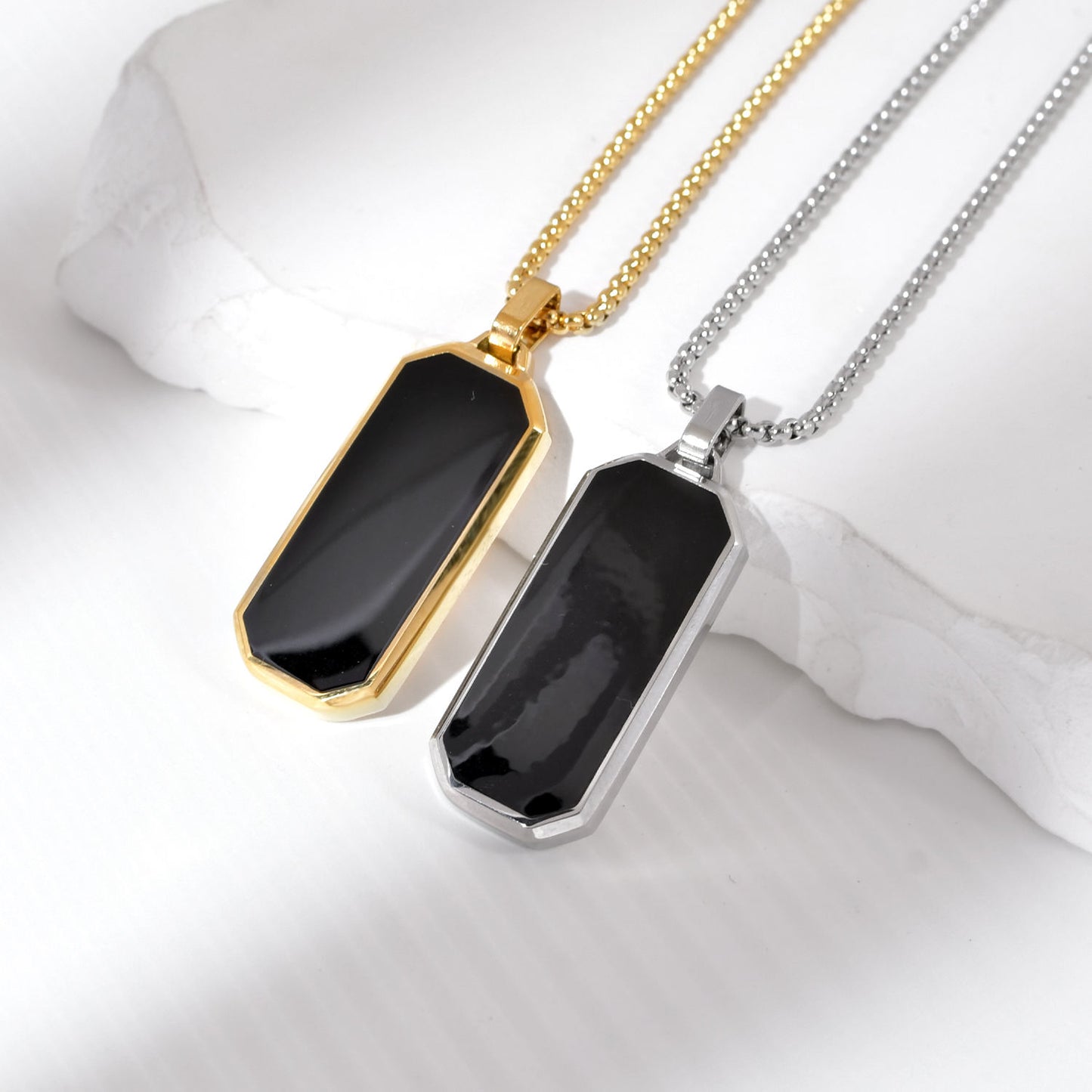 Black Enamel Vertical Bar Pendant