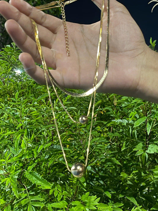 Delicate Gold Layered Chain Necklace with Pearl Accents