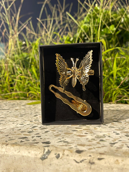 Elegant Gold Butterfly Hair Accessories Set