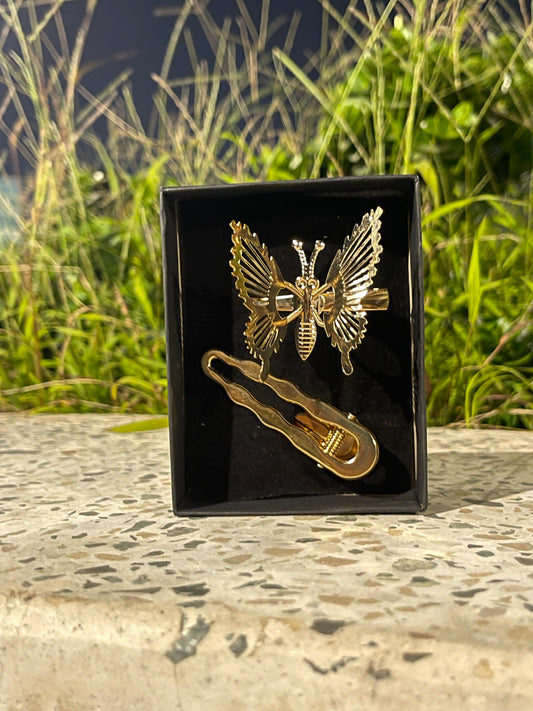 Elegant Gold Butterfly Hair Accessories Set