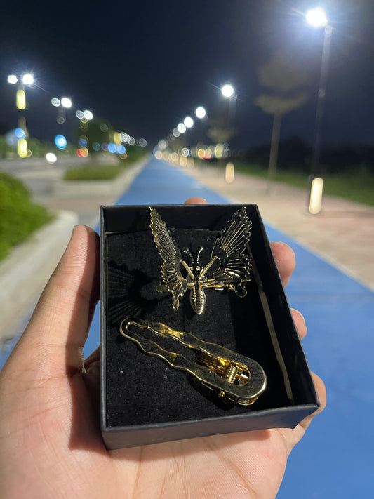 Elegant Gold Butterfly Hair Accessories Set
